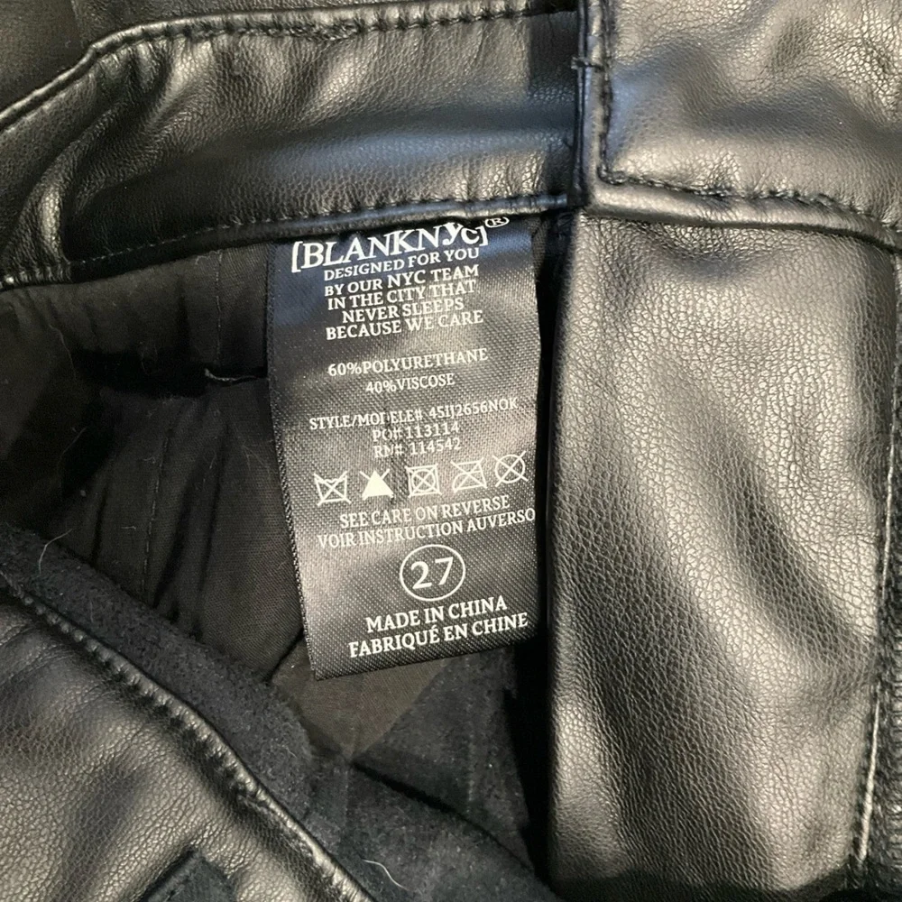 Blank Nyc Women Dark Secrets Faux Leather‎ Paperbag Waist Pants Size 27